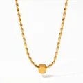 Polished gold bean chain necklace featuring a minimalist geometric square pendant - Gold (KXDD546)