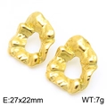 Golden irregular wrinkled earrings in stainless steel with textured design 27x22mm - Gold