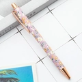 Elegant lavender floral retractable metal ballpoint pen with rose gold accents - Style A Small Flower Purple