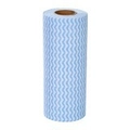 Blue wave pattern non-woven cleaning cloth roll for kitchen use on white background - Blue