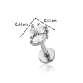 Silver stainless steel labret stud with three marquise and round white zircons - Marquis Cluster Style (0196-8#) / Silver