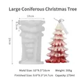 Christmas tree silicone mold for DIY candles with size specs and finished product view - Needle Pine-Large / White Semi-Transparent