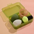 Green makeup sponge set with three sponges and a rose gold spiral stand in a storage box - 3 Sponges + Metal Sponge Holder [Green]