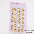 Set de 12 pares de pendientes de aro dorados pentagonales de acero inoxidable 3mm - Pequeño (13*12mm) / Oro de 18K