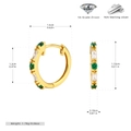 Detailed view of S925 sterling silver earrings with 5A zircons and precise dimensions - 925 Silver / 925 Silver Yellow Gold Plated