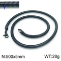 Collier chaîne serpent noire en acier inoxydable 500mm x 5mm avec fermoir mousqueton - 500mm x 5mm / Noir (KN203804-Z)