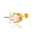 Golden crown earring with clear zircon and ball back, 0.78cm size detailed view - Large Crown Zircon Style (AMY2-5#金)