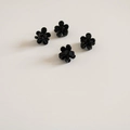 Set of 4 black floral mini hair claws with glossy resin finish for styling - Black