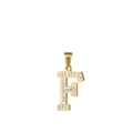 Collier en acier inoxydable doré avec un pendentif lettre F serti de strass étincelants - Lettre F
