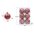 Set palline di Natale da 6cm con strisce glitterate rosse e oro in stile rosso C - Palla a Zucca Rosso Oro 6cm