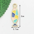 Fish-shaped pendant with colorful enamel inlay in gold frame, size 2cm by 0.7cm - KC Gold Colorful Fish