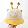 Cute snail-themed baby sun hat in creamy white and bright yellow cotton canvas - 8 Months-3 Years (46-50cm) / 01 Yellow (Snail Style)