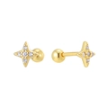 Boucles d'oreilles étoile en argent S925 doré avec zircons et fermoir à vis sûr - Argent S925 Plaqué Or 14K / Doré