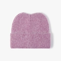 Bonnet en tricot rose violet avec oreilles de chat mignonnes et texture douce - Mauve Clair