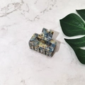 Close-up of a large square acetate hair claw with blue and yellow marble pattern - 5.2cm / Blue Floral (Small)