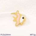 Golden fish pendant with pink and white enamel detail for DIY jewelry making - Pink White Fish (KLJ10773-ZLA)