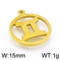 Golden stainless steel Gemini zodiac pendant charm 15mm round cutout jewelry piece - Gold Gemini