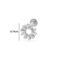 Titanium clover labret stud with silver trapezoid cubic zirconia and 0.74cm diameter - 3# Square Gemstone Flower Style (Silver)