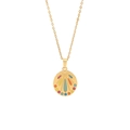 Collana dorata con pendente a farfalla circolare in smalto colorato su sfondo bianco - Ciondolo Tondo Radiale (5#)