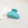 Detail of turquoise hair claw clip with sparkling crystal studs on a white surface - 6.5*4*4.5cm / Blue Small