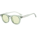 Chic small round sunglasses with translucent light green frame and yellow lenses - Transparent Green Frame Green Lens