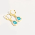 Eleganti orecchini a goccia dorati con zircone azzurro e dettagli bianchi - Goccia In Zirconia Blu (ES2638-4)