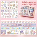 Cute cartoon animal sticker and washi tape gift set for children DIY journaling - Kaleidoscope Pet Kingdom (4 Stickers + 4 Tapes)