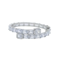 Close-up of silver hip hop bracelet featuring square cut clear zirconia stones - Inner Diameter 62mm / Silver