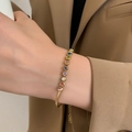 Golden snake chain necklace for women featuring vibrant multi-colored zircon stones - Gold Rainbow Zirconia Bracelet