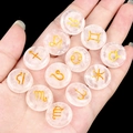 Set of 12 rose quartz zodiac rune stones with pink translucent finish in hand - Clear Quartz (12 Pcs)