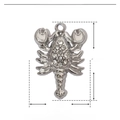 Detailed size parameter view of a lobster-shaped stainless steel pendant with rhinestones - YE343 Lobster Charm