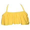 Leuchtend gelbes Rüschen-Bikinioberteil mit Neckholder für Kinder, hochelastische Bademode - 104 / Gelb Einzelrüsche Bikini Oberteil
