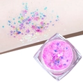 Pink glitter gel for makeup with holographic blue and purple star shaped sequins - Crystal Pink