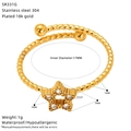 Detail view of a 18K gold plated stainless steel ring with zircon star and 17MM diameter - Five-pointed Star Style (SR331G)
