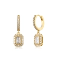 Lussuosi orecchini in argento S925 dorato con pendenti rettangolari in zircone taglio smeraldo - Zirconia Bianca