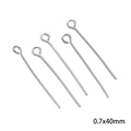 Silver stainless steel 0.7x40mm eye pins for DIY jewelry making and beadwork - Eye Pin 0.7x40mm Steel Color (20 pcs/Pack)