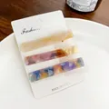Lot de trois barrettes rectangulaires en acétate avec motifs marbrés sur carte de présentation - Style D (Jaune Brun Bleu Violet/3 Pcs)