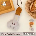 Cute plush fork-shaped capybara keychain pendant with grey and brown soft fur texture - Charm / 6# Fork Doll Keychain