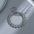 Silver industrial style stainless steel bracelet with cylindrical chain links - a21-Cylindrical Tube Design