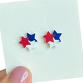 Sparkly red white and blue star earrings for Independence Day July 4th celebration - Glitter Star / Color 4