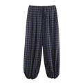 Pantalones jogger de cuadros para mujer con cordón elástico y patrón de cuadros blanco y negro - XS / Cuadros Grises