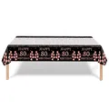 Rose gold and black 80th birthday party tablecloth with festive balloon pattern - Eightieth Birthday - Tablecloth