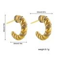Detail shot of C-shaped gold-plated twist earrings with rhinestones and size dimensions - Twisted Thread with Rhinestone (22576_9)
