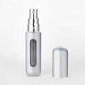 5ml silver refillable perfume atomizer with visible window and metallic spray nozzle - Matte Silver
