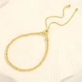 Minimalist 18K gold plated bead bracelet with adjustable sliding clasp and zircon charms - 3MM Bead Diameter
