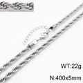 5mm silver stainless steel rope chain bracelet with lobster clasp, 22g weight - Silver 5mm Rope Necklace (KN235886-Z)