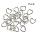 White K heart-shaped textured jump rings for DIY jewelry making accessories - 14mm Heart / White Gold