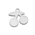 Silver cherry charm made of stainless steel for DIY jewelry making and bracelets - Steel Cherry