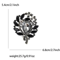 Broche de flor retro con cristales grises y negros e información de tamaño y peso - Negro
