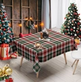 Classic red and green plaid rectangular tablecloth for Christmas festive dining decor - Red Green White Tartan (TQZB01-4)